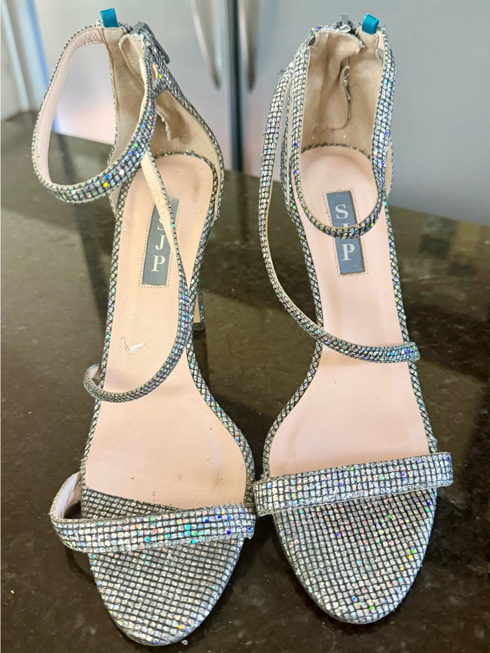 SJP by Sarah Jessica Parker Iridescent Crystal Strappy Heels